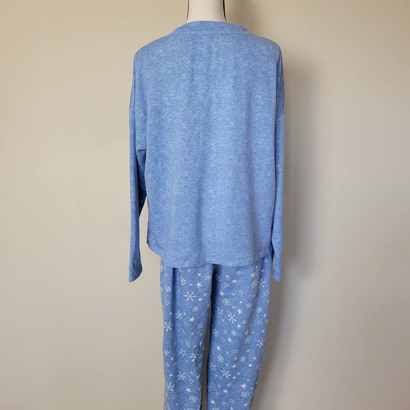 Merry Lane Size XXL Let It Snow 2 Pc PJ Set Snowflake Print Elastic Waist Blue - Picture 4 of 16